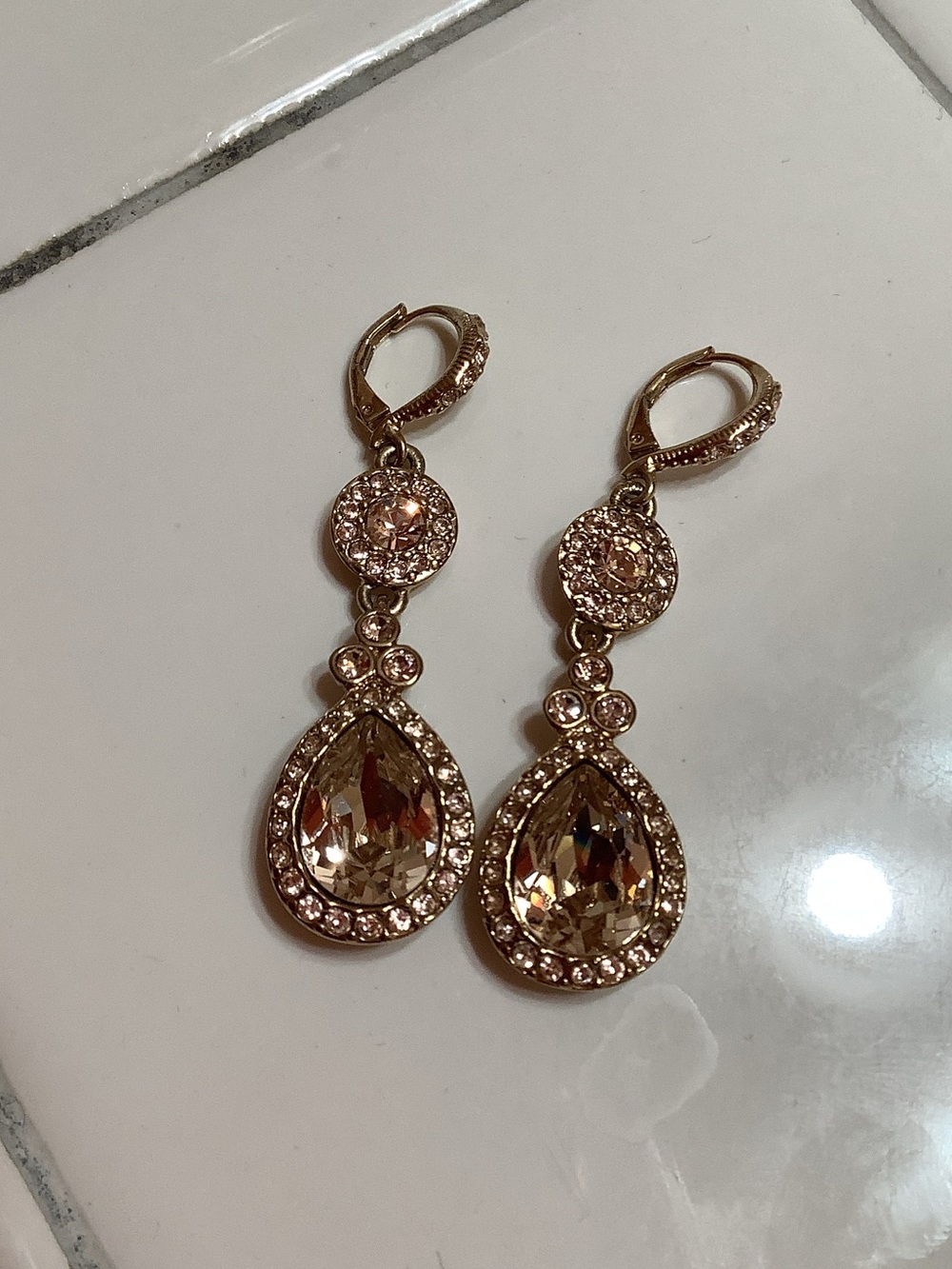 Givenchy Crystal Gold-Tone Crystal Teardrop Dangle Earrings - Women Jewelry